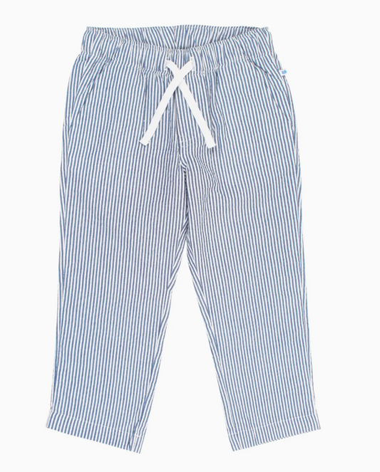 Boys Classic Blue Seersucker Pull-On Pants