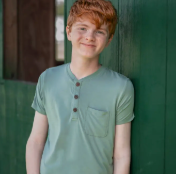 Boys Henley Tee in Sage Green
