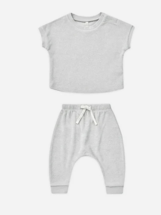 terry tee + pant set || cloud