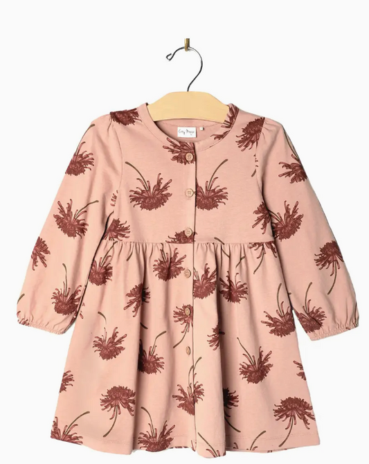 Button Down Dress- Fall Chrysanthemum | 7Y