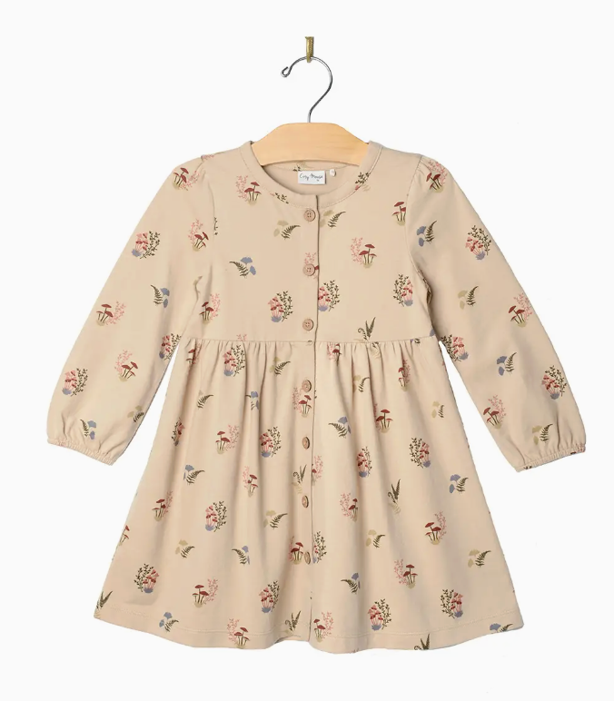 Button Down Dress- Fall Mushrooms | 6Y