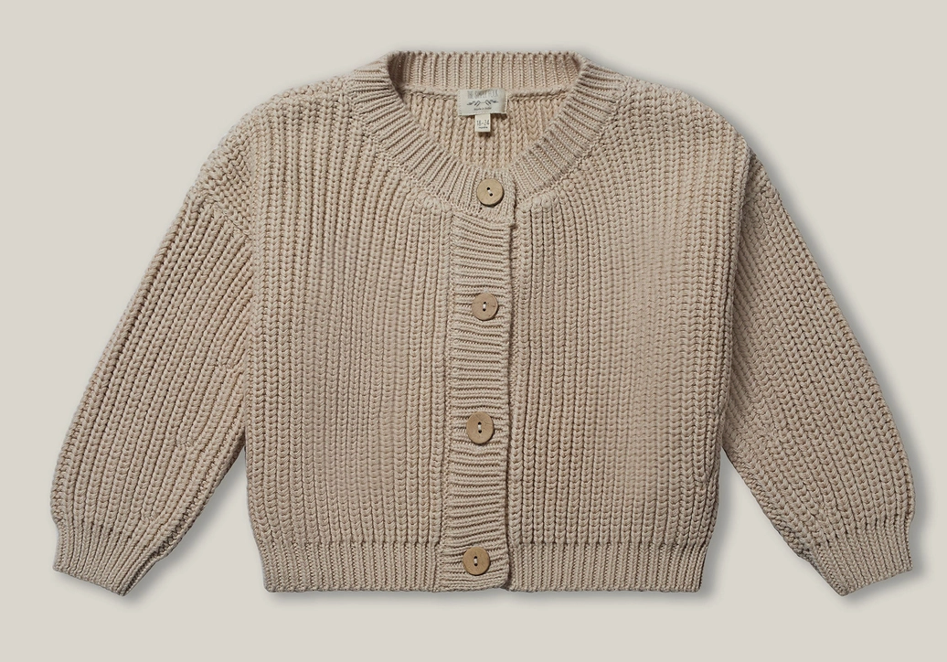 The Chunky Cardigan | oatmeal / 8-9 years