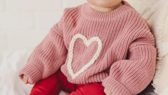 Pink Heart Hand Embroidered Sweater