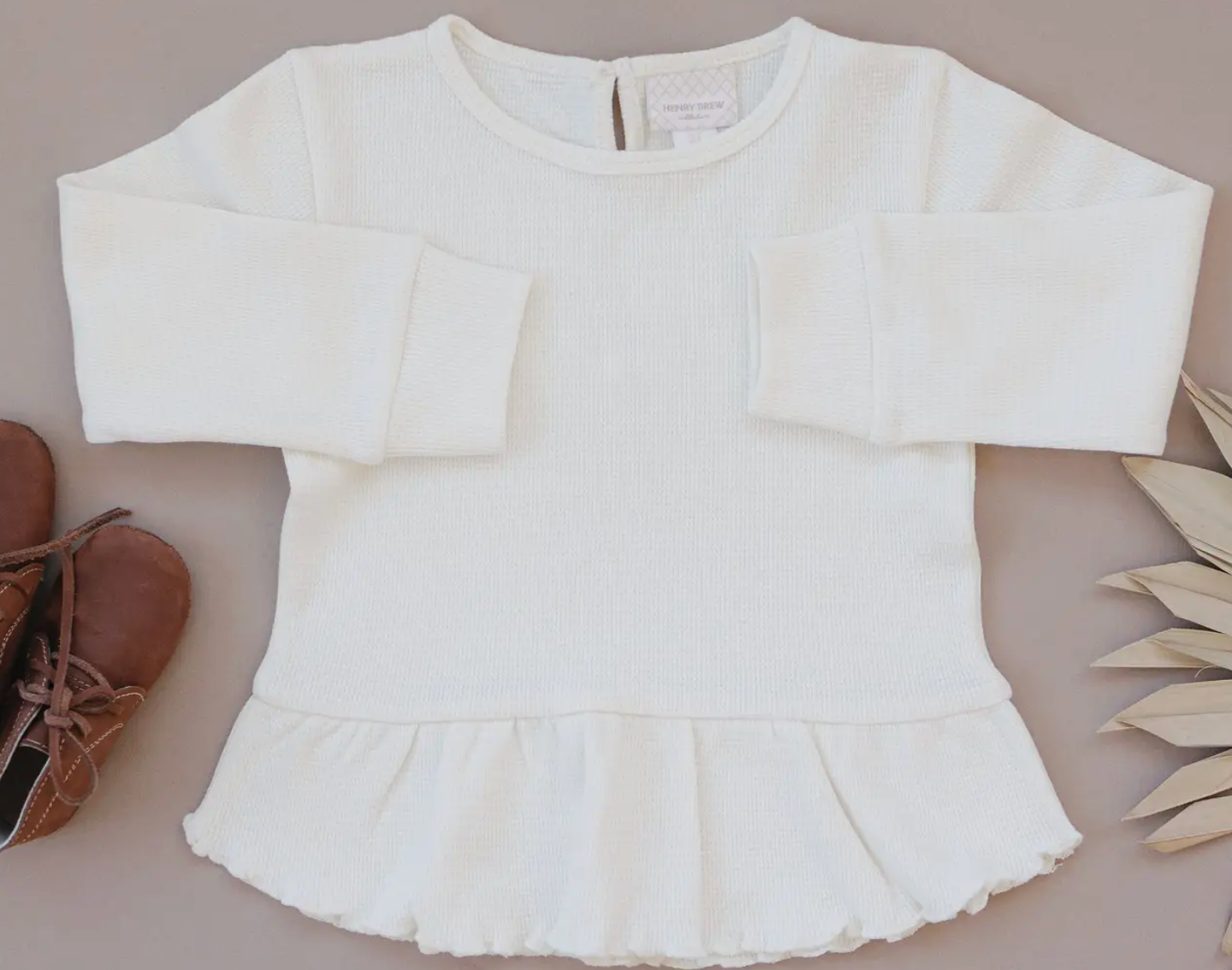 Long Sleeve Peplum | Ivory | 2T