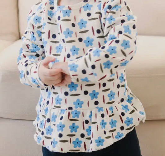 Long Sleeve Peplum | Wild Flower | 3T