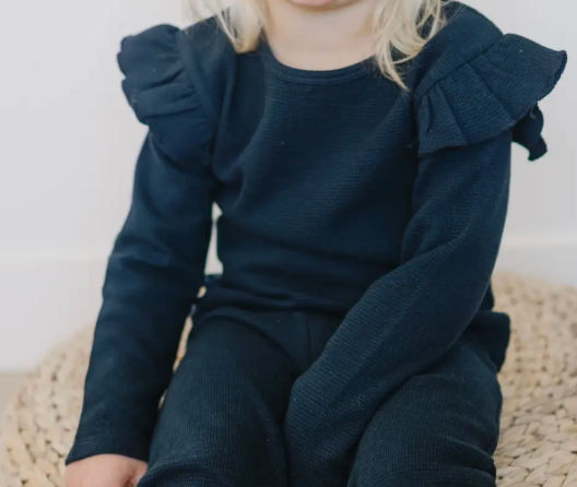 Ruffle Long Sleeve | Dark Sapphire | 2T