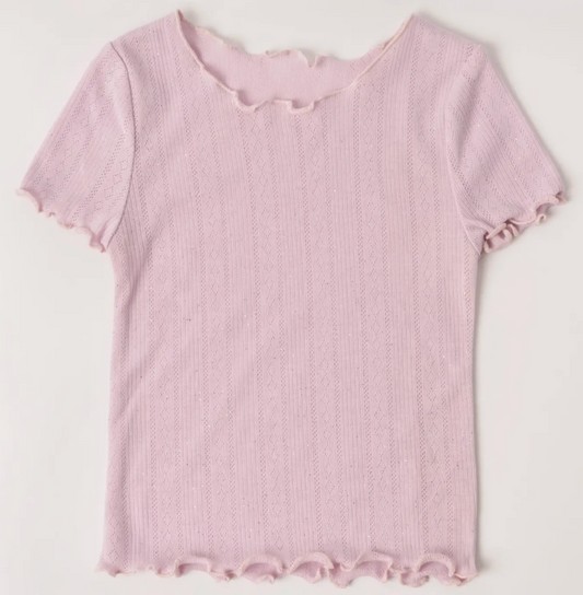 Lettuce Edge Pointelle Tee | Ballerina / 3T