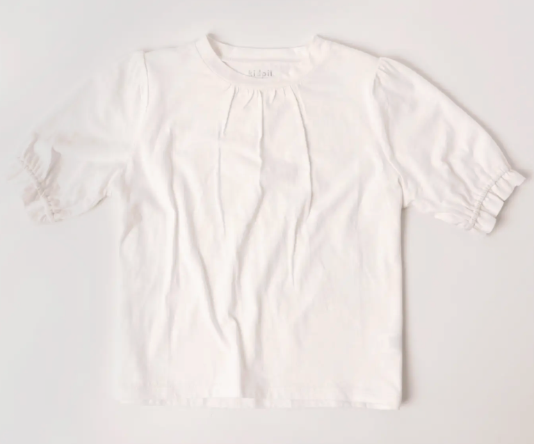 Slub Puff Sleeve Tee | White / 3T
