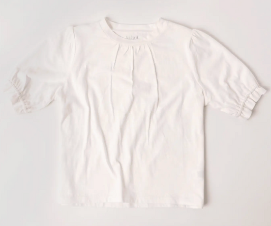 Slub Puff Sleeve Tee | White / 3T