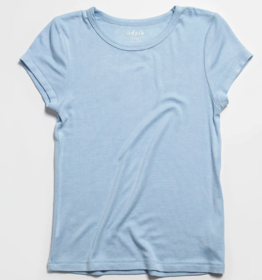Ribbed Crew Tee | Powder Blue / 3T