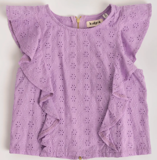 Eyelet Ruffle Top | Sheer Lilac / 3T