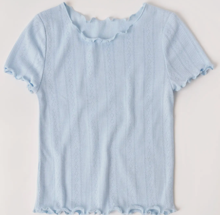 Lettuce Edge Pointelle Tee | Powder Blue / XS (5/6)