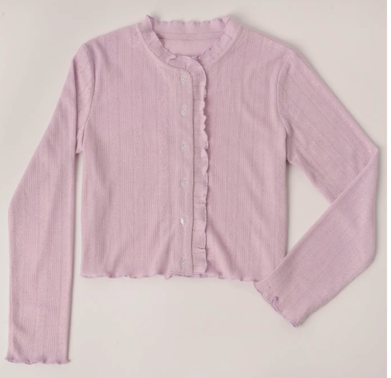 Lettuce Edge Pointelle Cardigan | Ballerina / S (7/8)