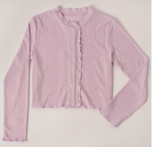 Lettuce Edge Pointelle Cardigan | Ballerina / 3T