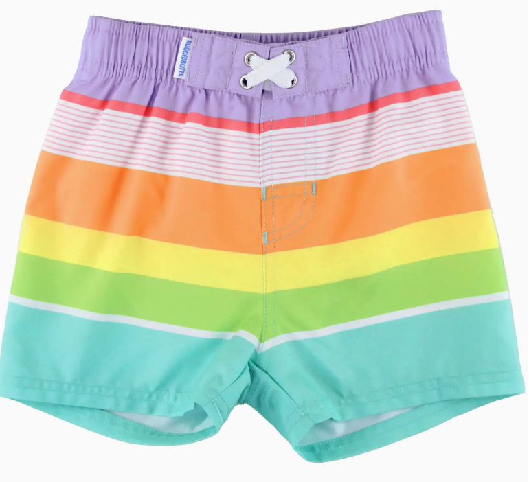 Boys Island Rainbow Multi-Stripe Swim Trunks | Multi-Color / 6