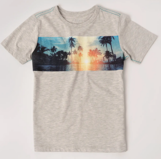 Sunset Contrast Stitch Tee | Light Heather Grey / XXS (4)