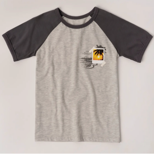 Sunset Baseball Tee | Light Heather Grey / XS (5/6)