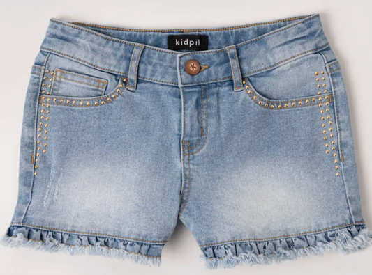 Studded Ruffle Hem Denim Short | State Fair Wash / 2