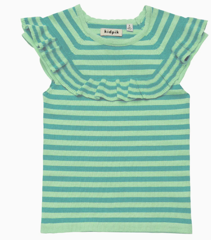 Stripe Ruffle Yoke Sweater | Ceramic / M (10)