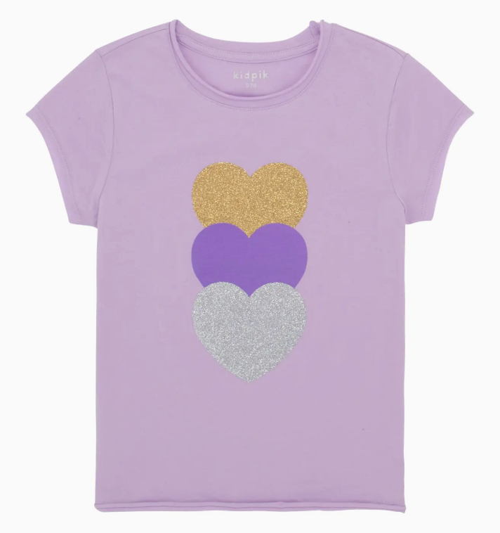 Stacked Heart Raw Edge Tee | Orchid Bloom / XXS (4)