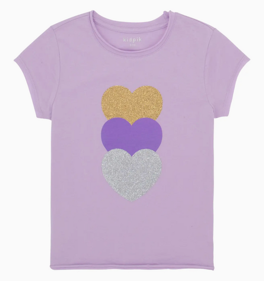 Stacked Heart Raw Edge Tee | Orchid Bloom / XXS (4)