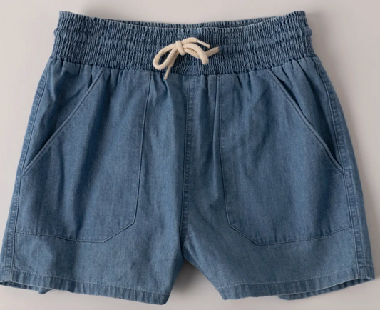 Smock Waist Denim Short | Volleyball Wash / 3T