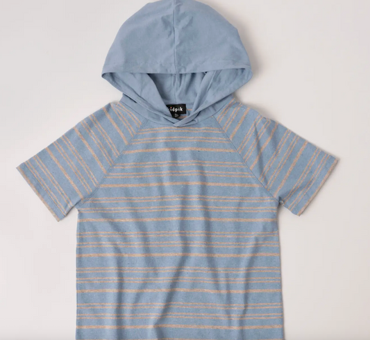 Raglan Stripe Hooded Tee | Powder Blue / 2T