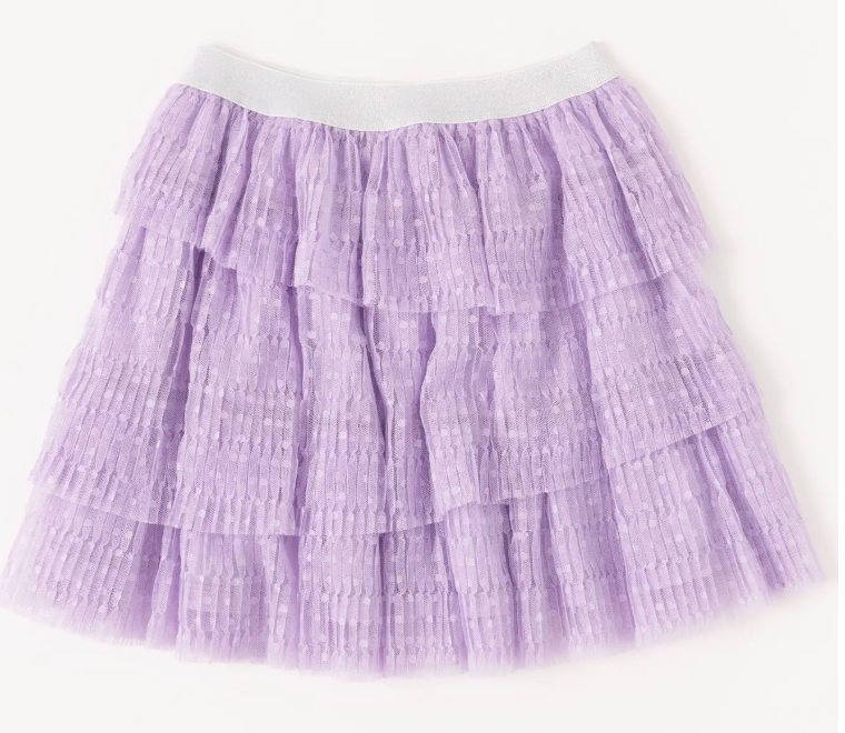 Pleated Swiss Dot Tiered Skirt | Orchid Bloom / XXS (4)