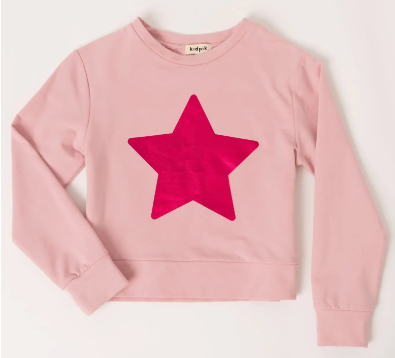 Foil Star fleece crew | Pink Nectar / S (7/8)