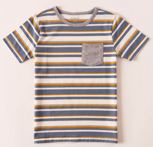Logan Stripe Pocket Tee | Country Blue / 3T