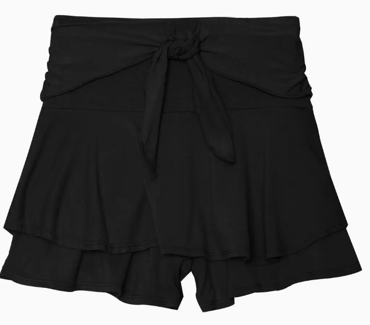 Tie Front Skort | Black / S (7/8)