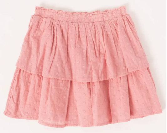 Swiss Dot Smock Tiered Skirt | Blush / M (10)