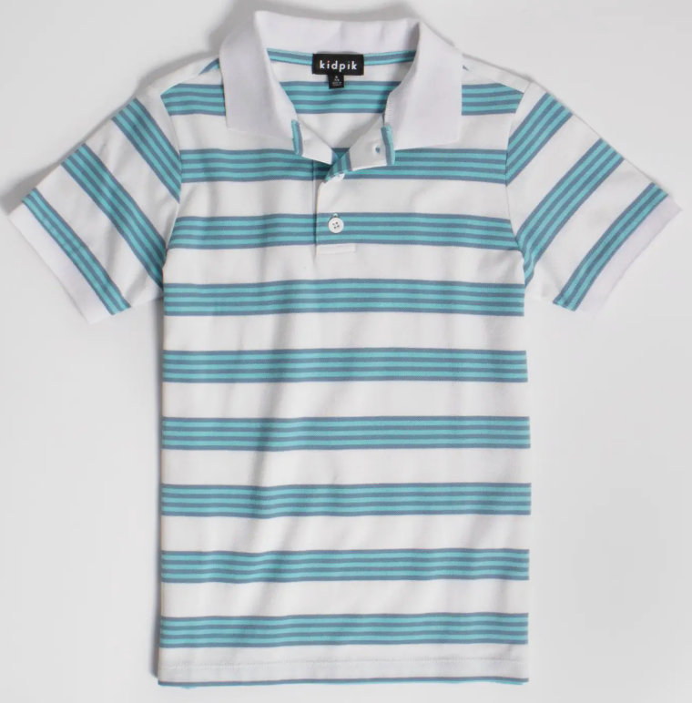 Mini Stripe Pique Polo | Blue Tint / S (7/8)