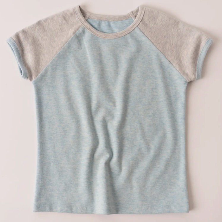 Heathered Color Block Tee | Dusty Blue / XS (5/6)