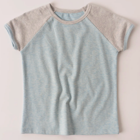 Heathered Color Block Tee | Dusty Blue / M (10)