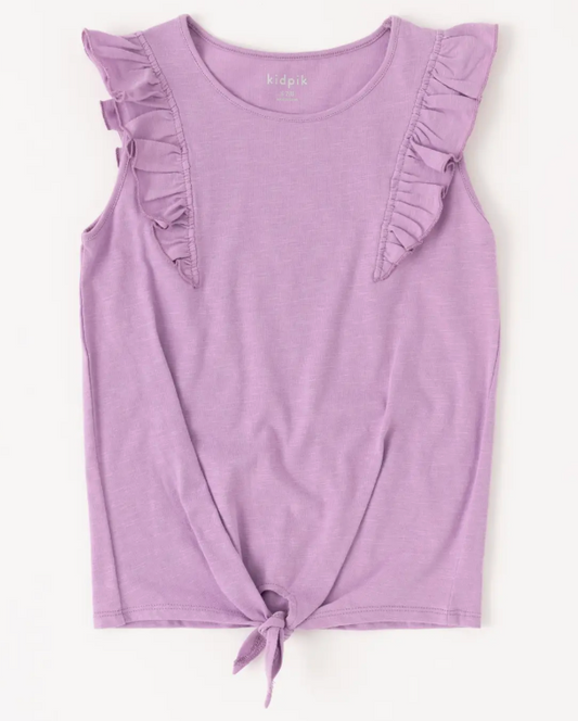 Flutter Tie Front Tank | Sheer Lilac / S (7/8)