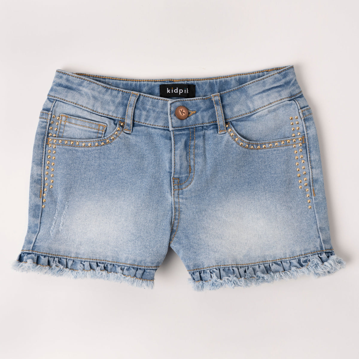 Ruffle Hem Denim Short
