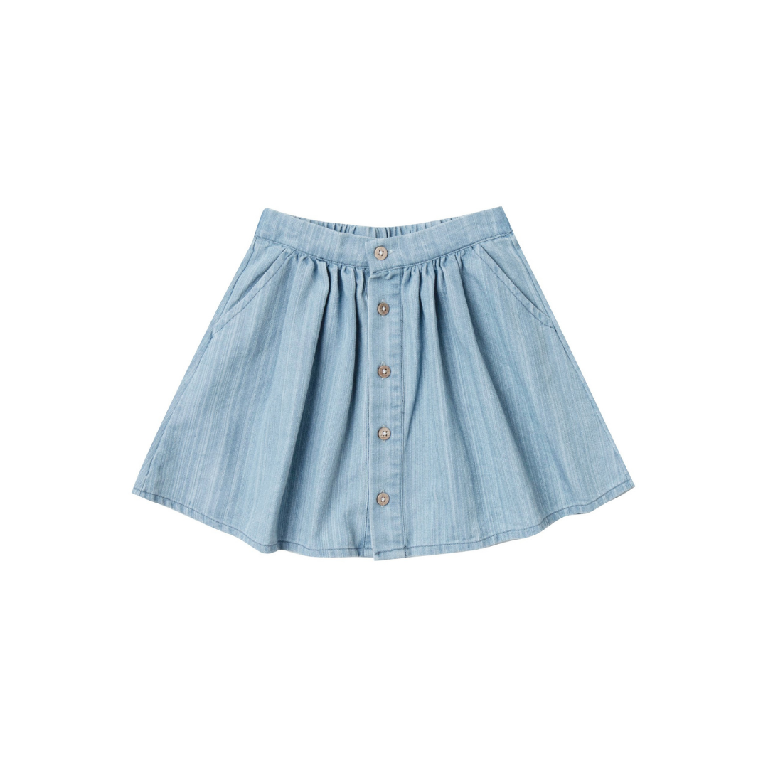 Button Front Mini Skirt | Washed Denim