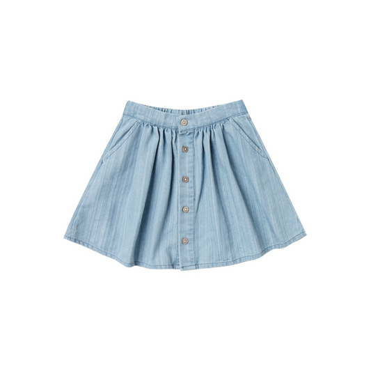Button Front Mini Skirt | Washed Denim