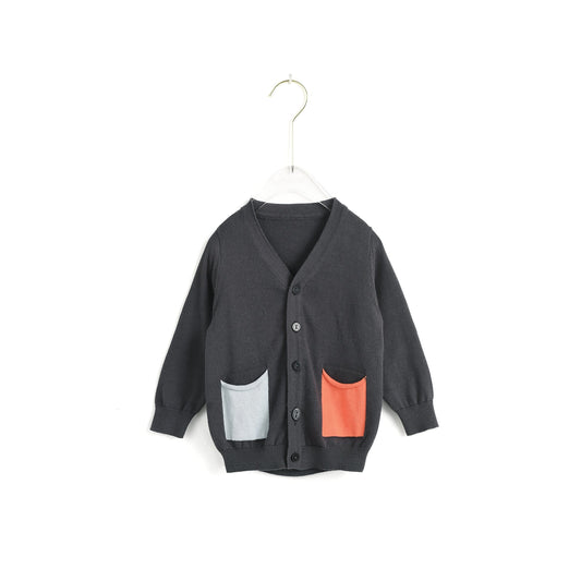 Contrasted Pockets Cardigan