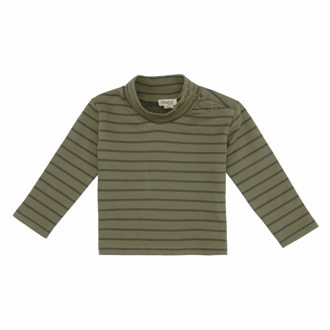 Mock Neck Top - Forest Stripe