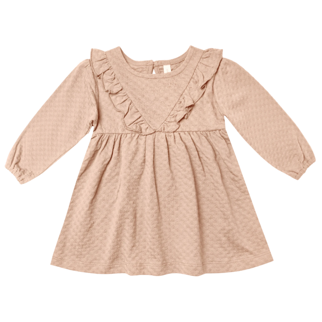 LONGSLEEVE RUFFLE V DRESS