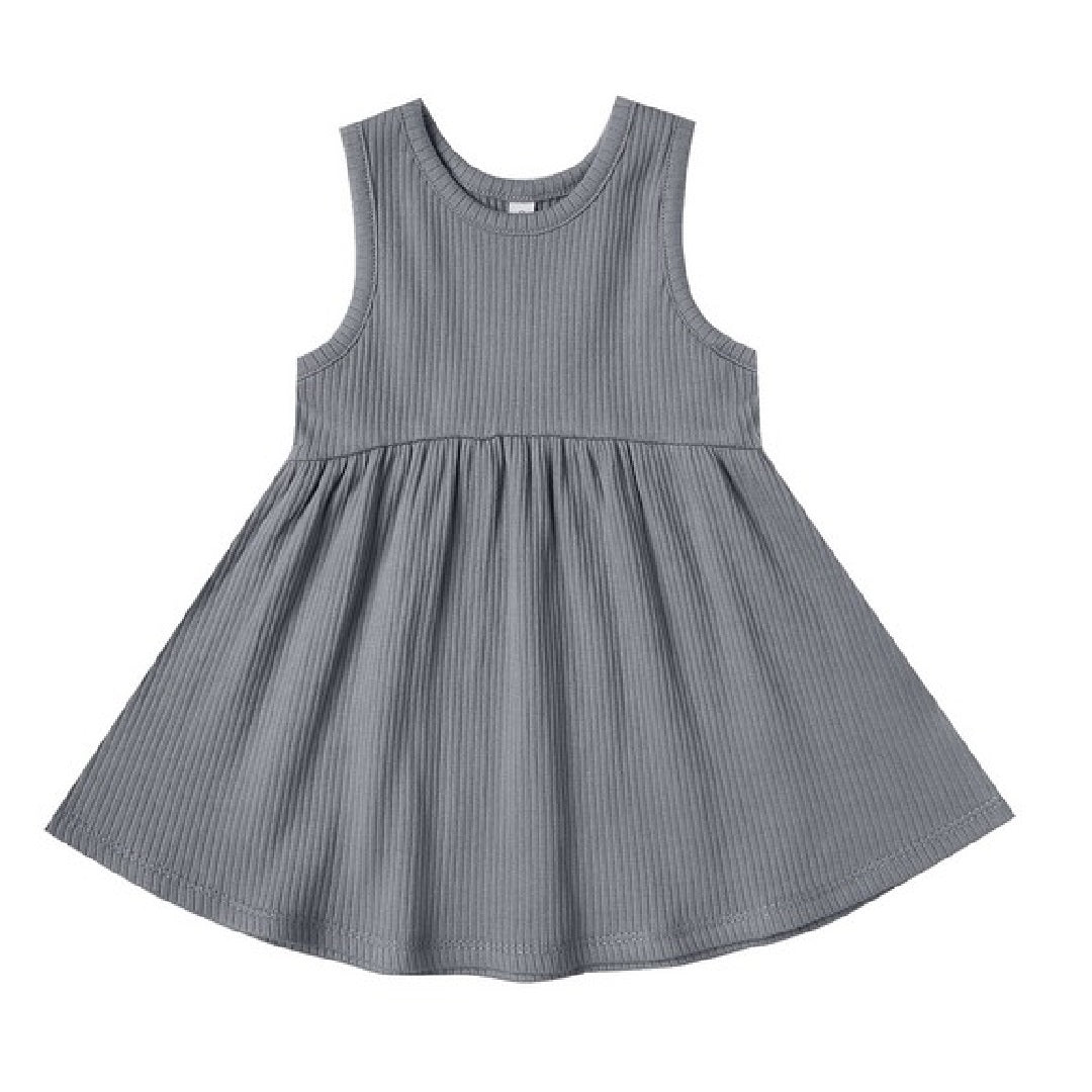 RIBBED TANK DRESS | MEDIUM GRAY