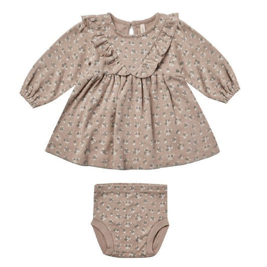 long sleeve ruffle v dress | truffle floral