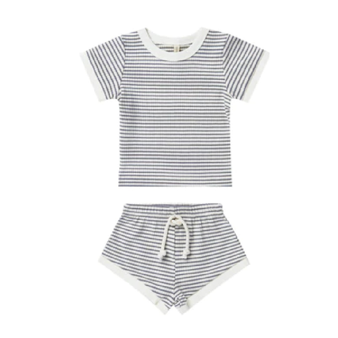 RIBBED SHORTIE SET | GRAY-STRIPE