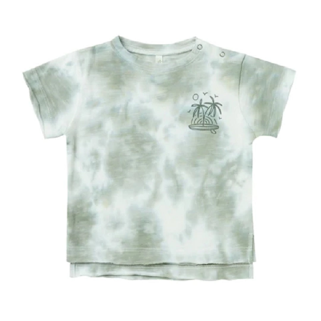 RAW EDGE TEE | AQUA TIE DYE