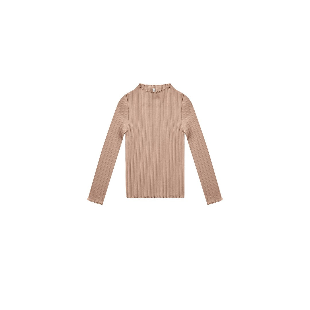 LONG SLEEVE RIBBED TEE || ROSE