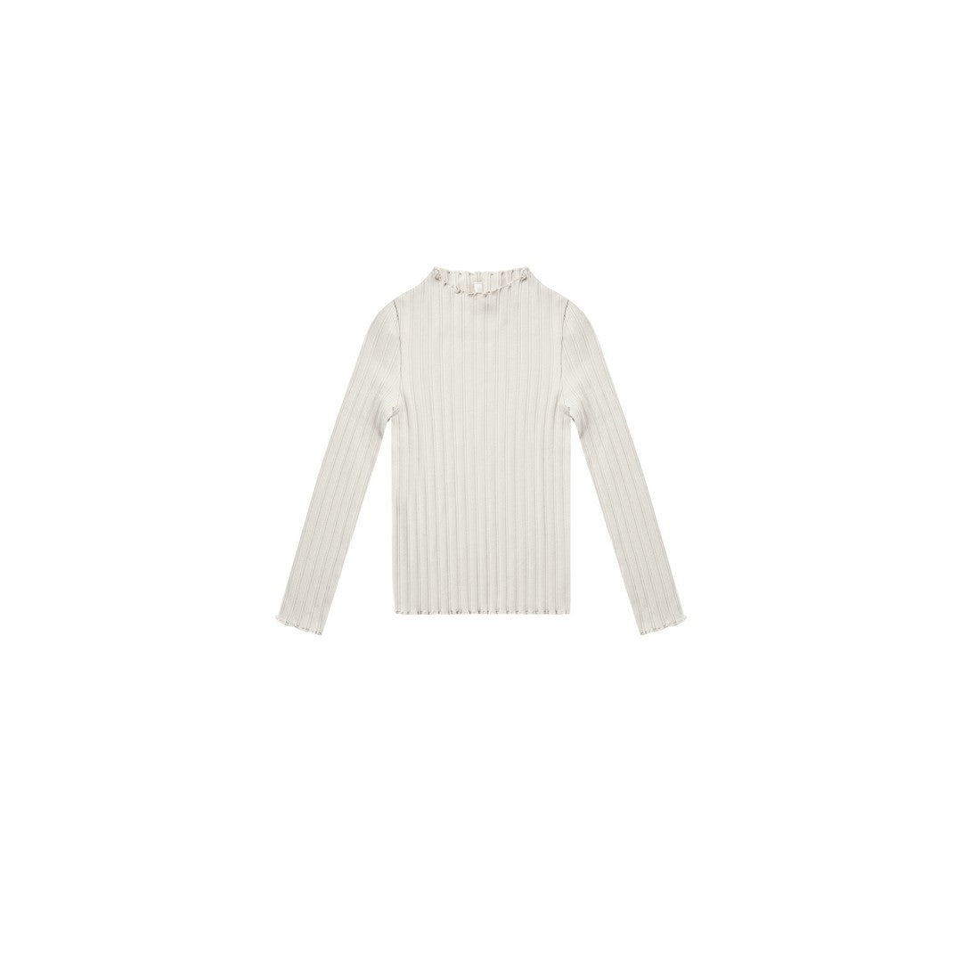LONG SLEEVE RIBBED TEE || IVORY