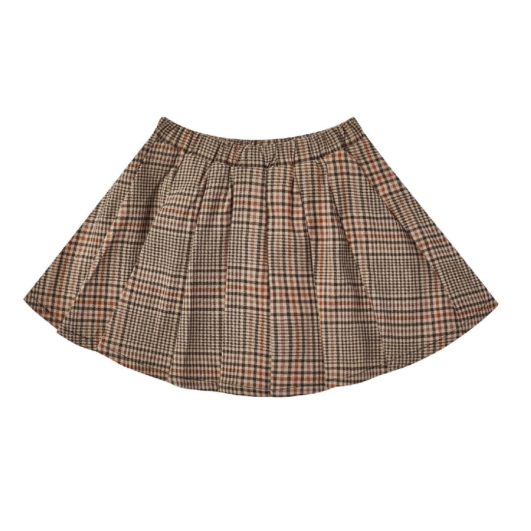 pleated mini skirt || rustic plaid