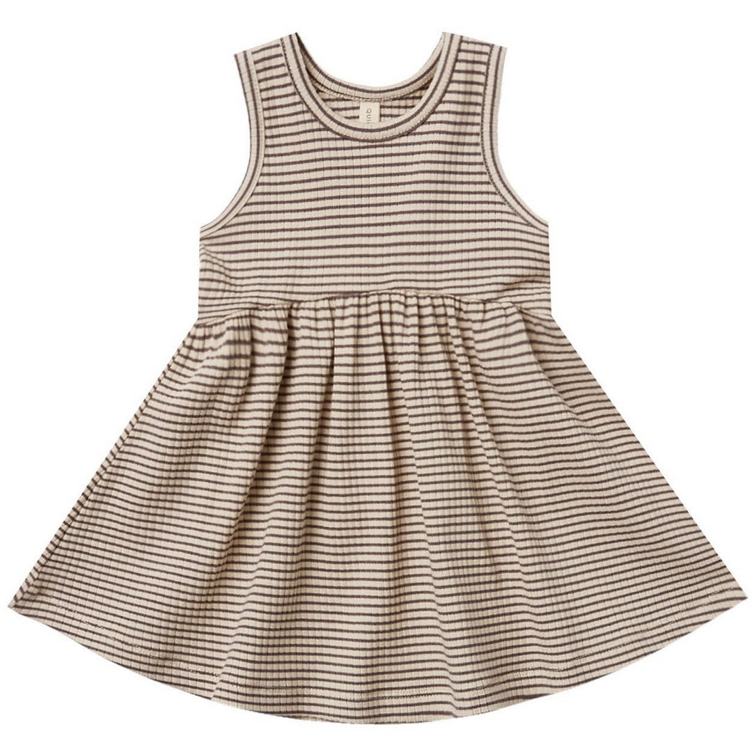 RIBBED TANK DRESS | CHARCOAL STRIPE